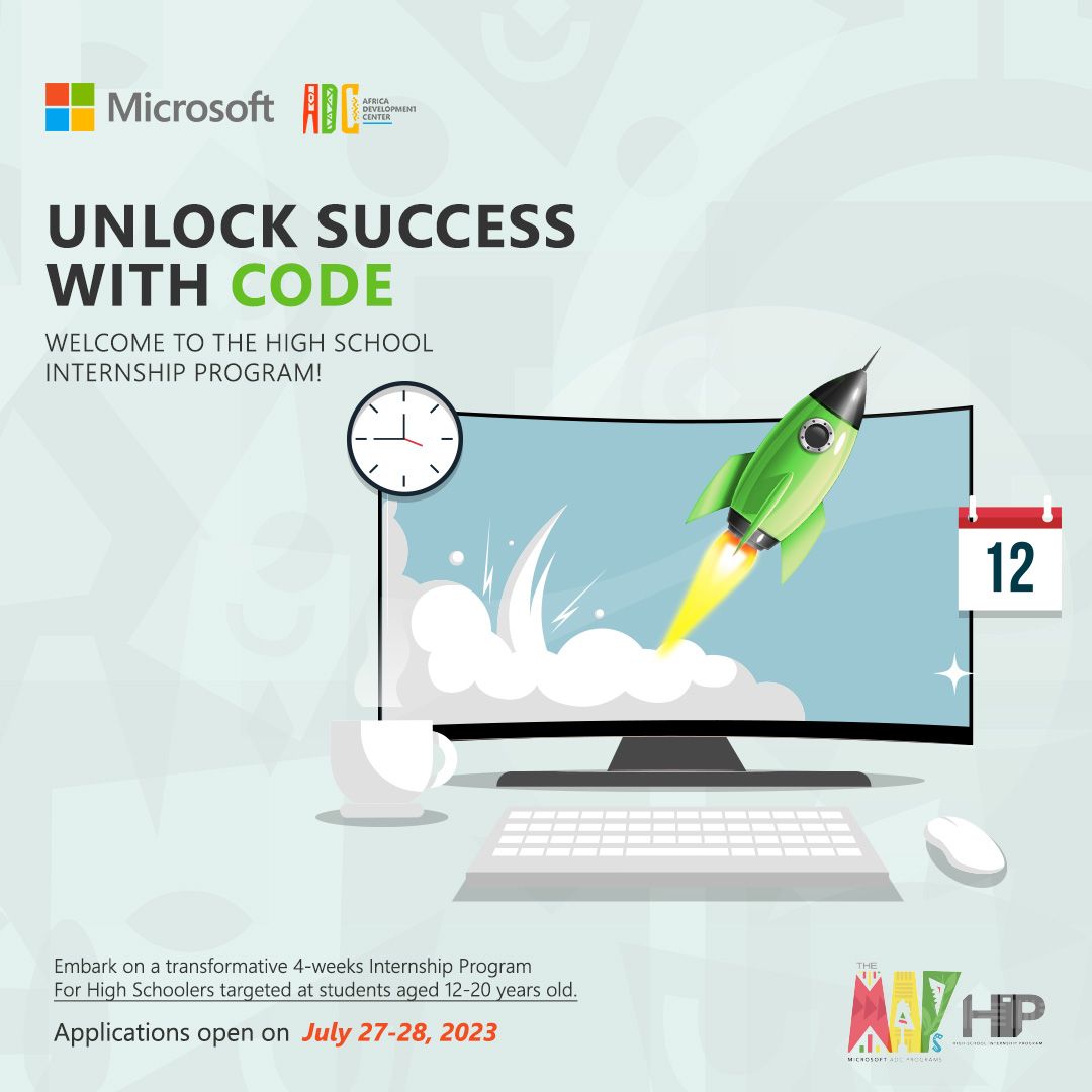Microsoft Nigeria High School Internship Program Exclusive to High Schoolers between the ages of 12 - 20. Let them sign up for this program. Date: August 7th to August 31st - 80 hours of amazing sessions. 👉 aka.ms/ADC-HIP Close Date: July 28th, 2023 (11:45pm)