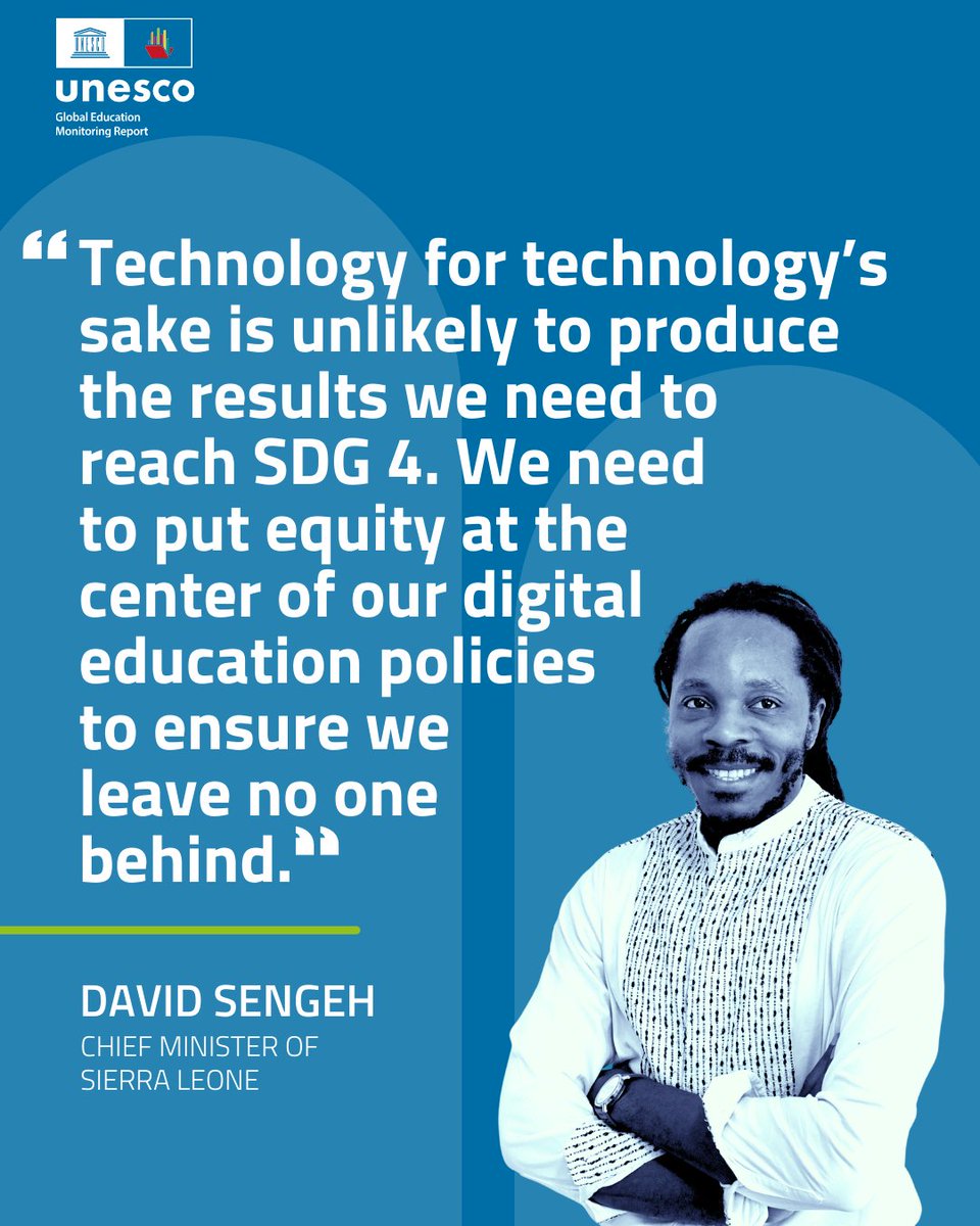 dsengeh's tweet photo. The 2023 @GEMReport, "Technology in education: A tool on whose terms?" is extremely timely, and as Chair of the Advisory Board, it gives me tremendous hope as a means of accelerating towards our @SDG2030 @Education2030UN targets. Read more https://t.co/5LHAsn1DJI #TechOnOurTerms https://t.co/sRlK2SS0fr