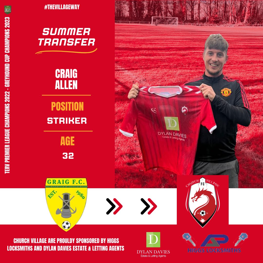 👋🏼 𝗖𝗿𝗮𝗶𝗴 𝗽𝘂𝘁𝘀 ✍🏼 𝘁𝗼 📃

Church Village are delighted to announce the signing of 𝗖𝗿𝗮𝗶𝗴 𝗔𝗹𝗹𝗲𝗻 from <a href="/FC_Graig/">Graig FC</a> 🆕

Croeso 𝗖𝗿𝗮𝗶𝗴 ❤️🤍