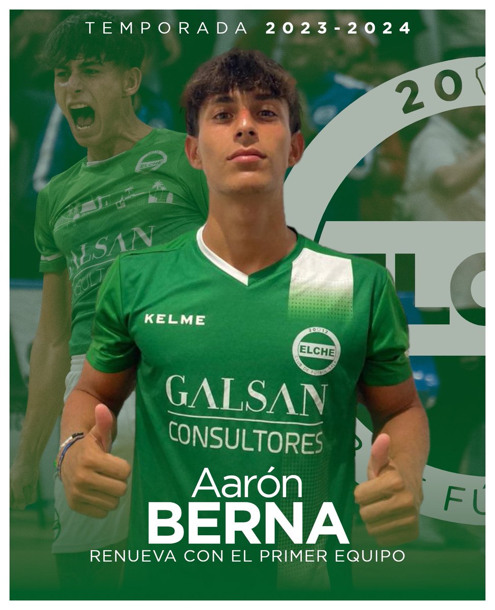 ✅ 𝗔𝗮𝗿𝗼́𝗻 𝗕𝗲𝗿𝗻𝗮 | 23-24

⚡️ La garra. La fuerza. El coraje.

✍️ Nuestro canterano defenderá un año más la verde del Elche.

#ElcheCFS 💚🤍