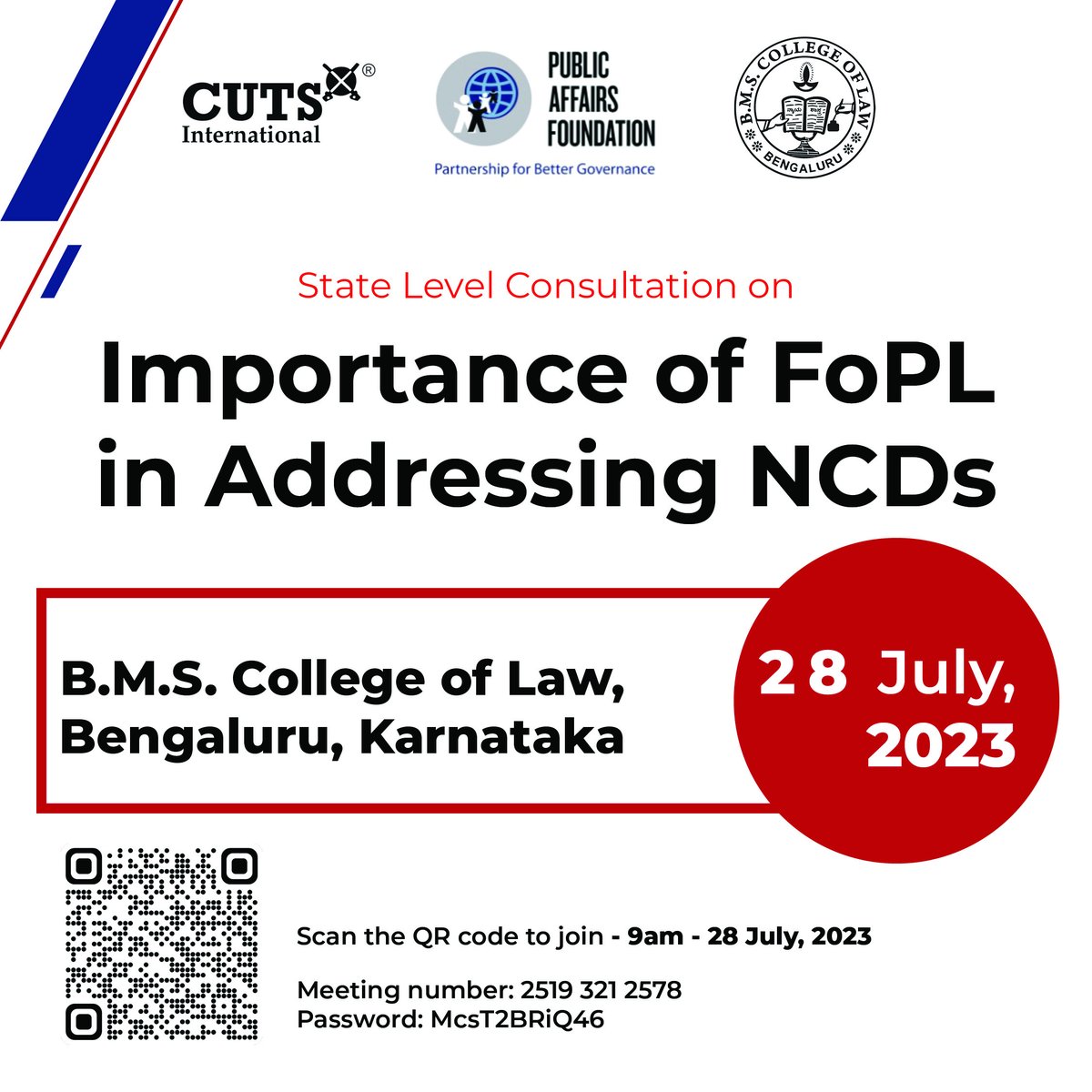 Public  Affairs Foundation is jointly organising with CUTS International, BMS  College Of Law a State level Consultation Programme on the ‘Importance  of FoPL in Addressing NCDs’

@annaravi
@onthinktanks
@cutsint
@pacindia
@MoHFW_INDIA
@pafglobal
@fssaiindia
@foodsafetyworks