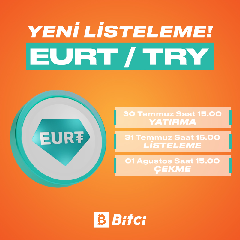 safebitcom's tweet photo. Yeni listeleme! 🔔🥳
Euro #Tether (EUR₮) #Bitci'de listeleniyor! 📢
Yatırma 👉 30 Temmuz 15.00
Listeleme 👉 31 Temmuz 15.00
Çekme 👉 1 Ağustos 15.00
#EuroTether #EURT @tether
