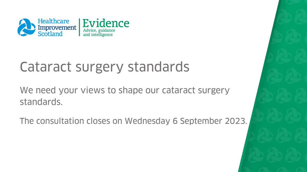 We need your help to develop our standards. Take part in our online survey and share your views smartsurvey.co.uk/s/UT3JPN/. To share your views in another format contact us at his.standardsandindicators@nhs.scot