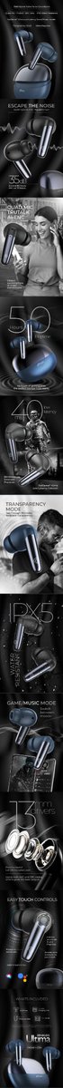technomania0211's tweet image. pTron ZenBuda Ultimate Launched At ₹1,499

- 13mm Drivers 
- 35dB Hybrid Active NC
- Quad Mic+TruTalk ENC Calls
- Aptsense 40ms Low-Latency Game /Music Mode
- 50Hrs Playtime
- Transparency Mode
- IPX5 
- Easy Touch Controls 

#pTron #ZenBudsUtimate #HEARINZEN