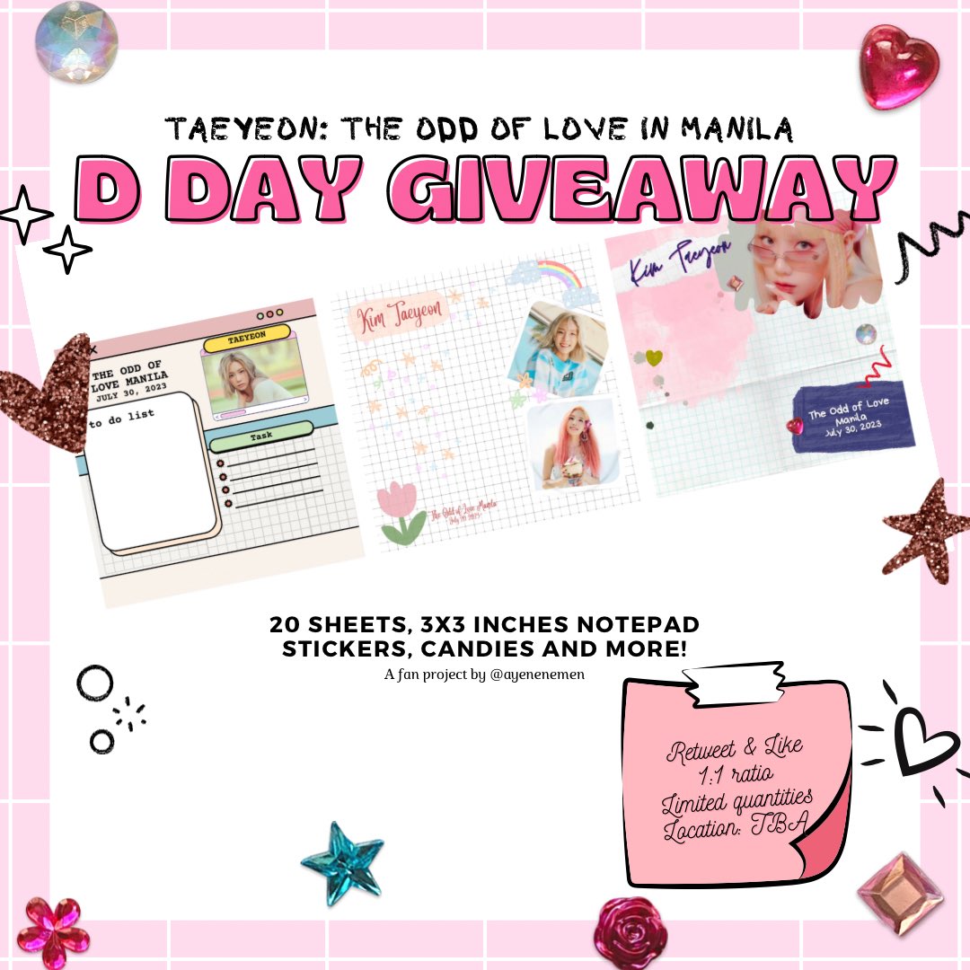 ayenenemen's tweet photo. Will be giving away free DIY customized notepads during #TheODDOfLOVE_in_MANILA 

💕 open for trade, please dm
🌸 bookmark or follow for updates
💌 will also update on telegram
🐣 RT to spread 

#태연 #TAEYEON #소녀시대
#TheODDOfLOVE
#TAEYEONCONCERT_TheODDOfLOVE https://t.co/nM18Nywab0