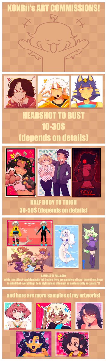 MY ART COMMISSIONS ARE STILL OPEN!
( only accepting PayPal payments :p )

every commission is based on how detailed you want your character to be and the prices adjust to it so it can be fair..

x.com/konbii_san/sta…

#art #artist #artcommissions #digitalart #commissionopen