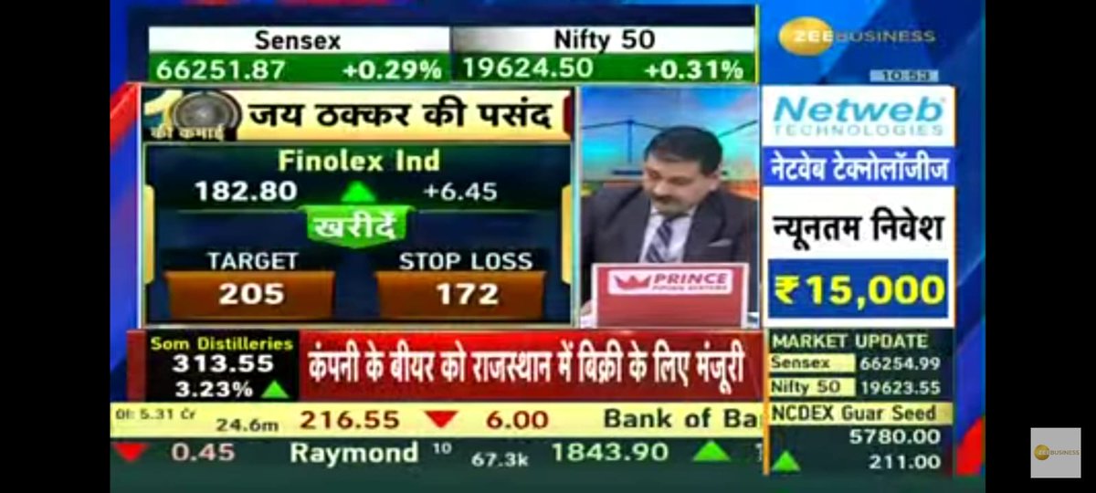 JayThakkar22's tweet photo. #FinolexInds recommended as #10kikamai @ZeeBusiness @AnilSinghvi_ ji and @deepdbhandari on 17/7/2023 at 182 for tgt d 205 CMP 201 gain of 10% once can either book profits or trail SL well above cost #boom https://t.co/qJMpZTu4SV