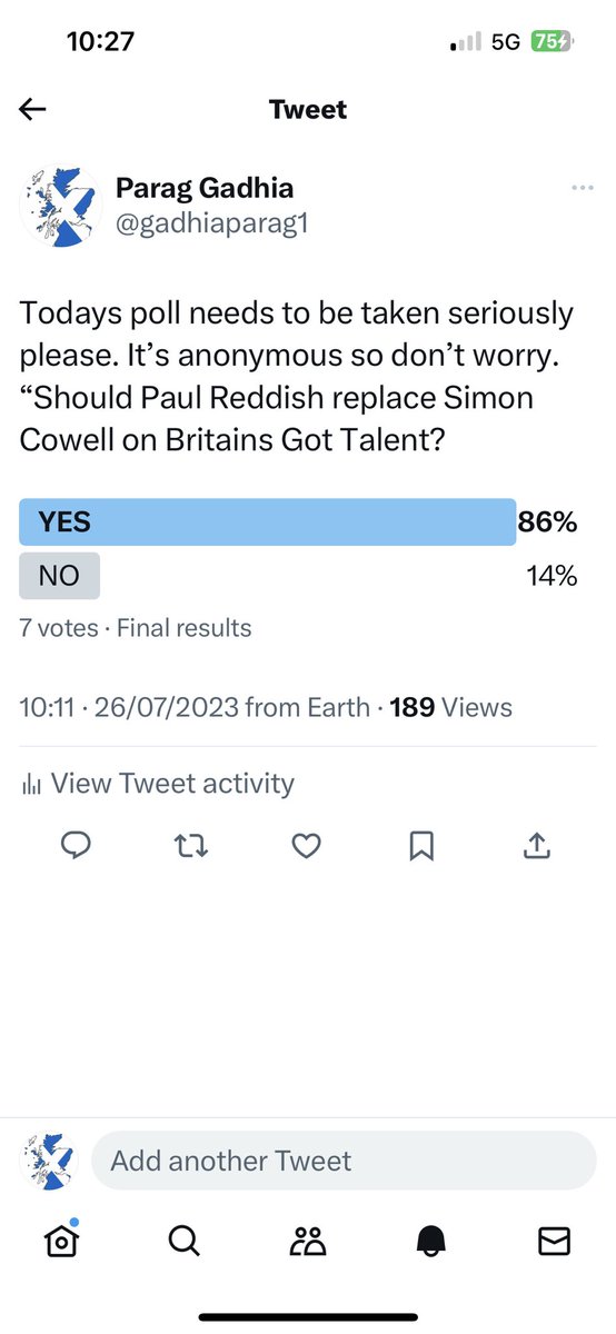 As expected. Reddish. Stay clear of Scottish Cricket. Get down to London & start judging talent. Get yourself say next to Amanda Holden & don’t forget the tweed jacket. Good luck !! @BGT @AmandaHolden https://t.co/e1Mu81JJcH