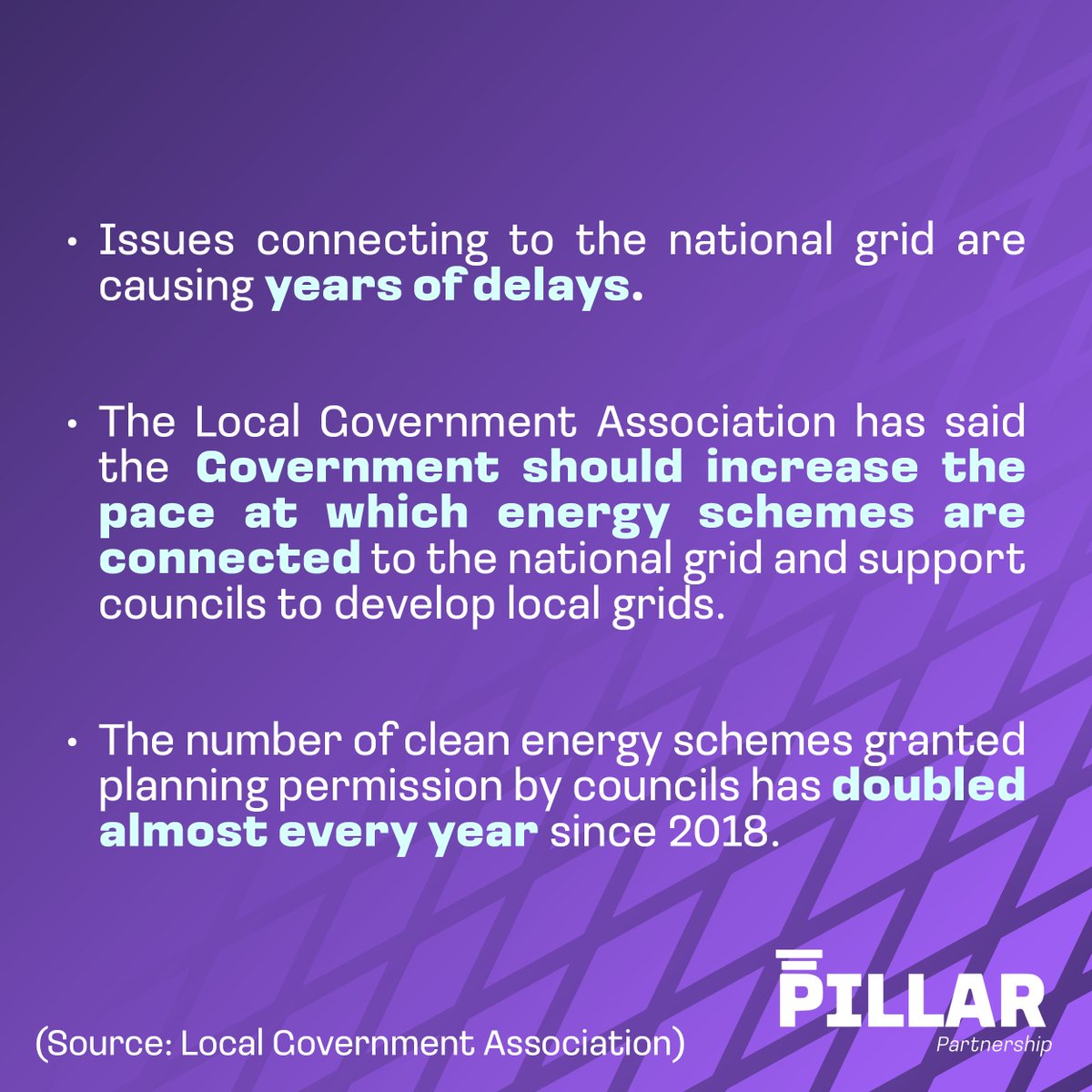 wearepillar's tweet image. There are 1,262 clean energy schemes that are awaiting #construction.
Swipe for more information about why there are delays and how long they will last. 👉
(Source: Local Government Association)
#cleanenergyprojects #cleanenergyschemes #constructionproject #constructionjobs