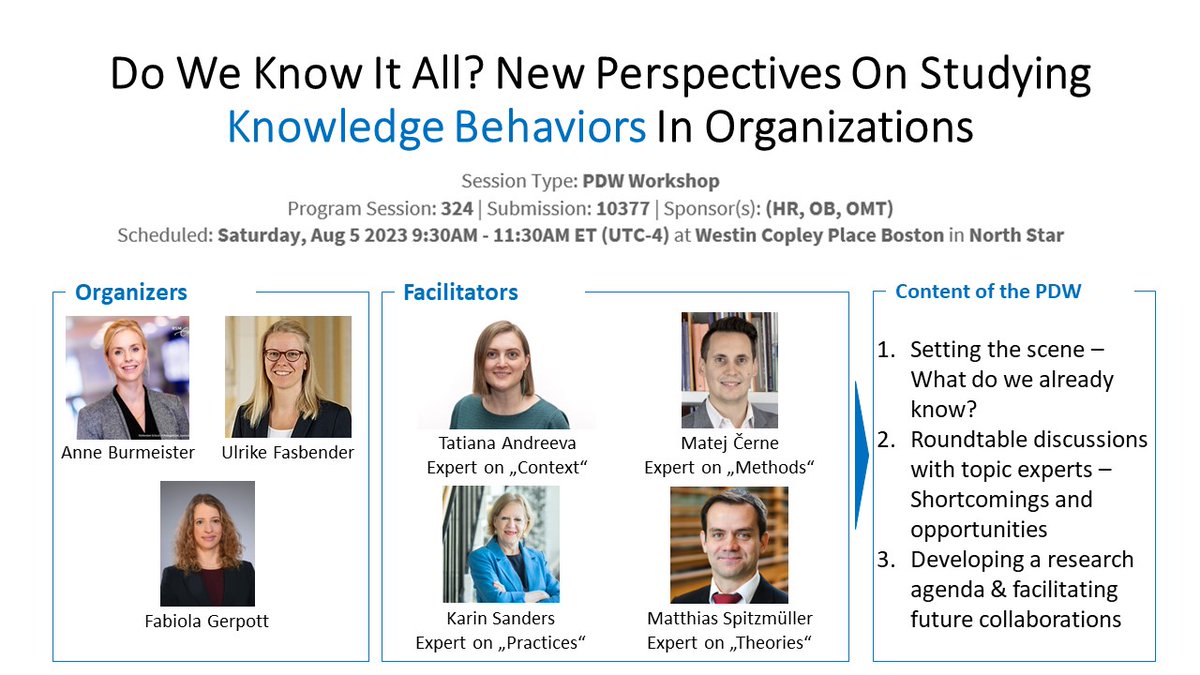 Tatiana Andreeva (@andreevate) on Twitter photo interested in #knowledge behaviours at #work? Join our #PDW at #aom2023 in #Boston. We will explore new perspectives and avenues for #research, by discussing how different contexts, theories, practices and methods can bring new #insights <a href="/AOMConnect/">Academy of Management</a> interested in #knowledge behaviours at #work? Join our #PDW at #aom2023 in #Boston. We will explore new perspectives and avenues for #research, by discussing how different contexts, theories, practices and methods can bring new #insights <a href="/AOMConnect/">Academy of Management</a>
