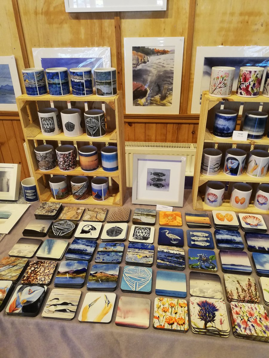 PebblesJennifer's tweet photo. All set up at Torridon Thursday Craft Market. In the community centre hall. Here till 3pm. #nc500 #torridon #localmarket #scottishart #scottishartist #scotland #gifts #stationery #mugs https://t.co/47Z18zIj0W