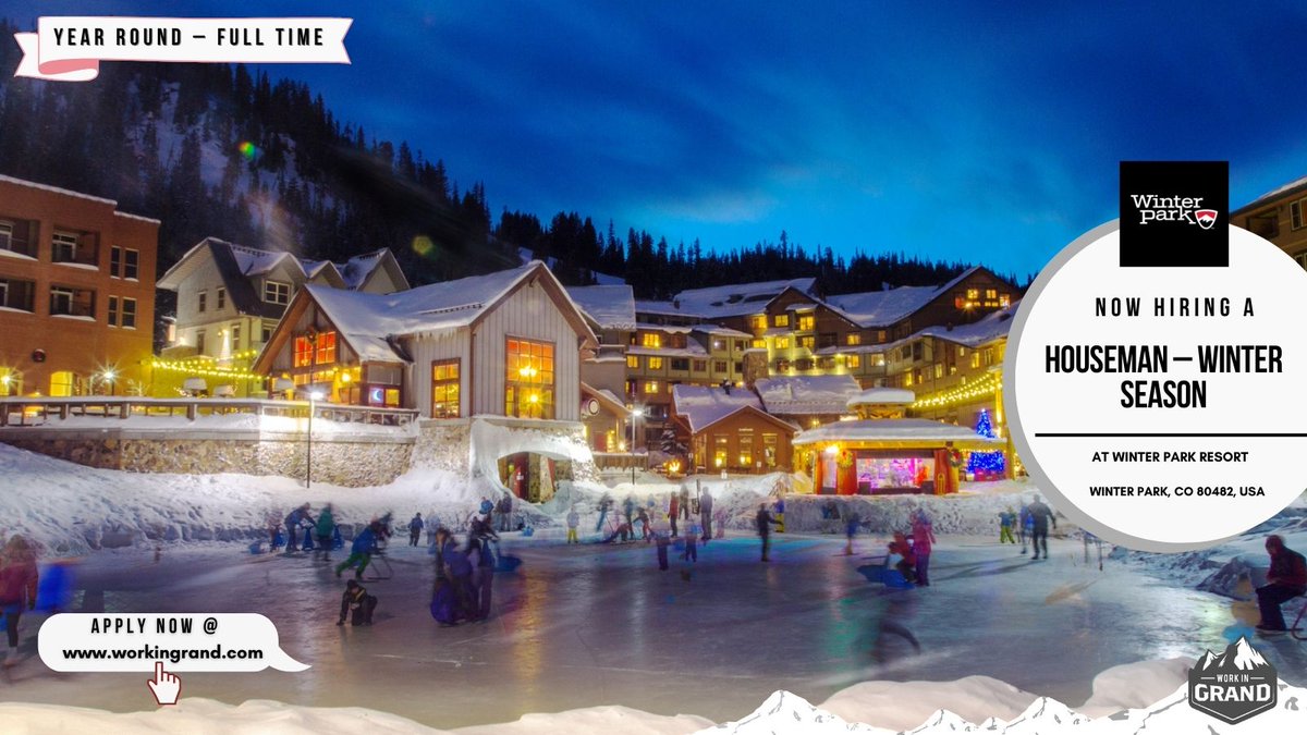 WorkInGrand's tweet photo. workingrand Winter Park Resort hiring Houseman – Winter Season
Winter Park, CO 80482, USA
#applynow at
https://t.co/bK5j9OrMyK

#itsupportspecialist #itsupportspecialists
#coloradojobs
#coloradojobadventure
#coloradojob
#coloradojobsearch
#coloradojobseekers https://t.co/9FetXCZasA