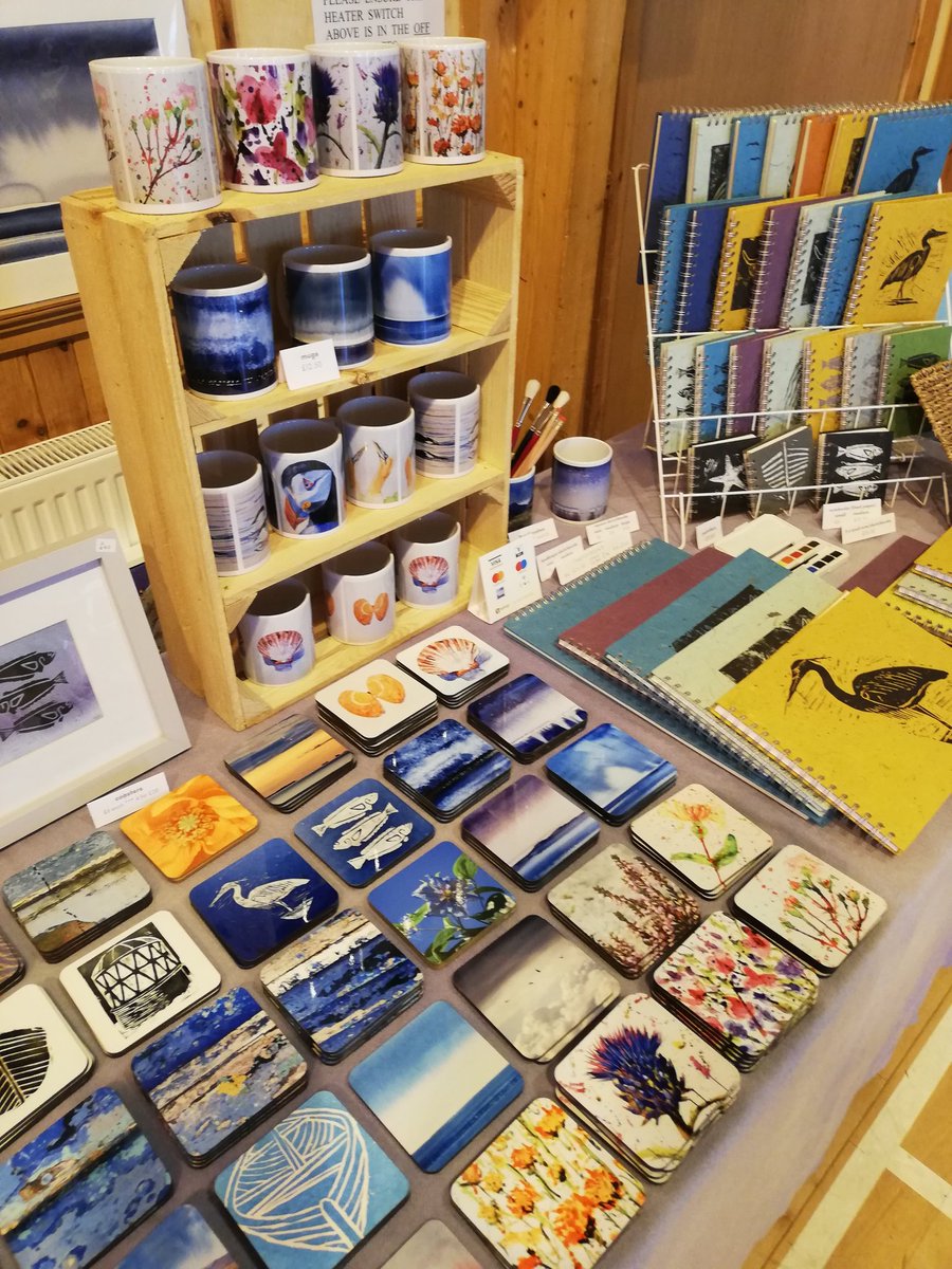 PebblesJennifer's tweet photo. All set up at Torridon Thursday Craft Market. In the community centre hall. Here till 3pm. #nc500 #torridon #localmarket #scottishart #scottishartist #scotland #gifts #stationery #mugs https://t.co/47Z18zIj0W