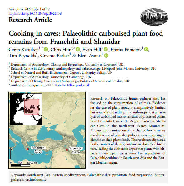 AntiquityJ's tweet photo. @CerenArkbotani Check out the original paper, FREE for the @ArchaeologyUK #FestivalOfArchaeology:

'Cooking in caves: Palaeolithic carbonised plant food remains from Franchthi and Shanidar' 10/11

🆓 https://t.co/mCTwTRlyJH https://t.co/yg1IhljxjL