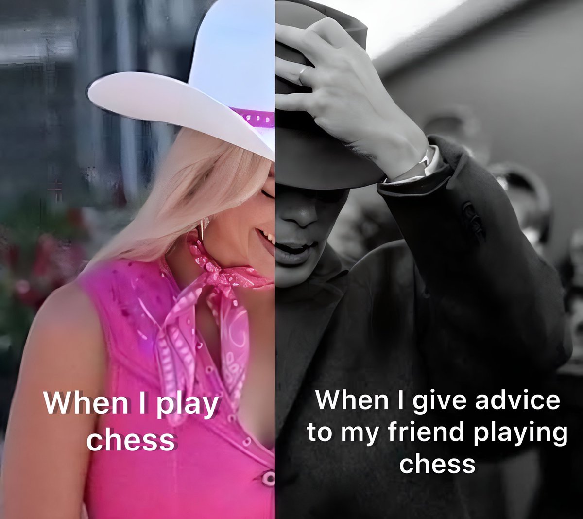 chessniti's tweet photo. Here is our take on the Barbie and Oppenheimer buzz. 

#chessmeme #barbie #Oppenheimer #chesscommunity https://t.co/IoGjU9TNly