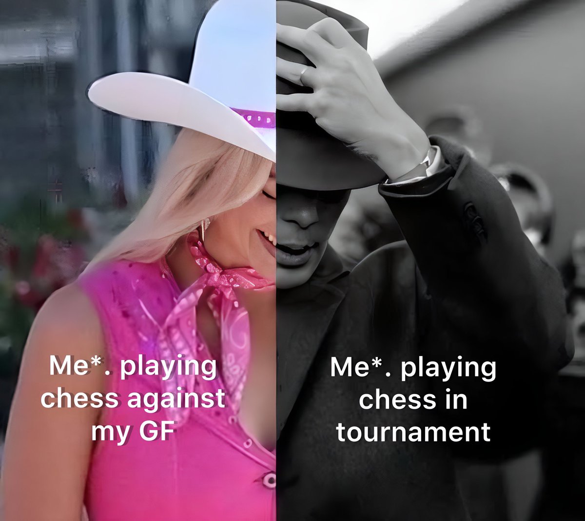chessniti's tweet photo. Here is our take on the Barbie and Oppenheimer buzz. 

#chessmeme #barbie #Oppenheimer #chesscommunity https://t.co/IoGjU9TNly
