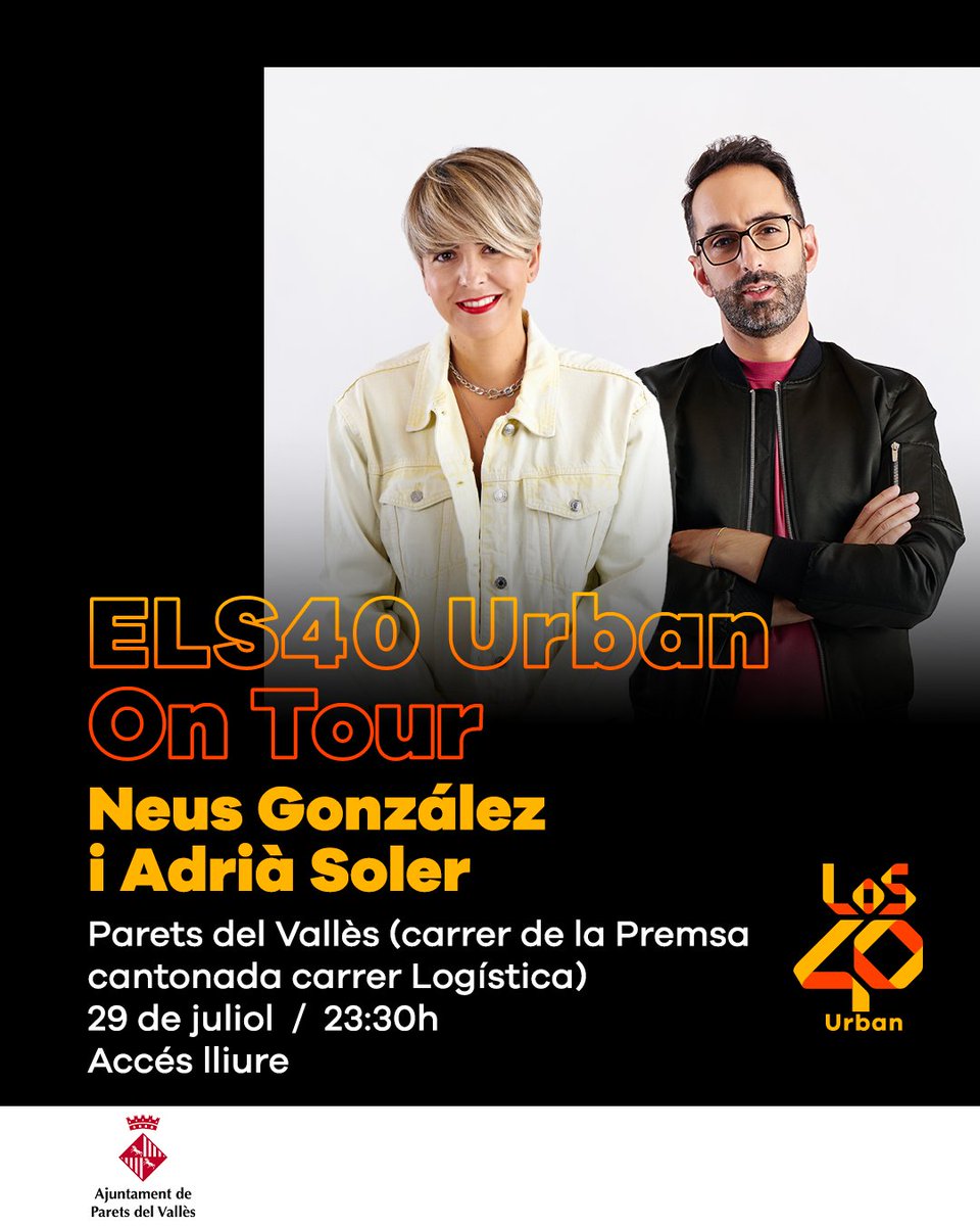 🤩Dissabte ELS40 Urban ens refrescarà a Parets del Vallès!

No et perdis la festa urbana que t'hem preparat amb la <a href="/NeusGonzalez_/">Neus Gonzalez</a> i l'<a href="/Adriansoler/">Adrián Soler</a>!🔥