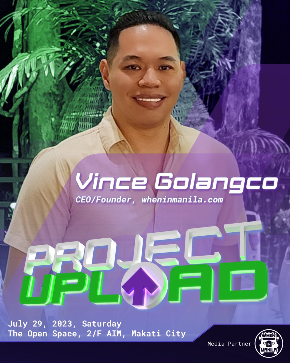 WhenInManila's tweet photo. Calling all the aspiring content creators! The CEO and Founder of https://t.co/KAyoNsxjoA, Vince Golangco, will discuss the ins and outs of content creation at Eplayment's Project Upload workshop on July 29, 2023.

Read more details here: https://t.co/7KXHh0p7Az https://t.co/3BjKcjZveF