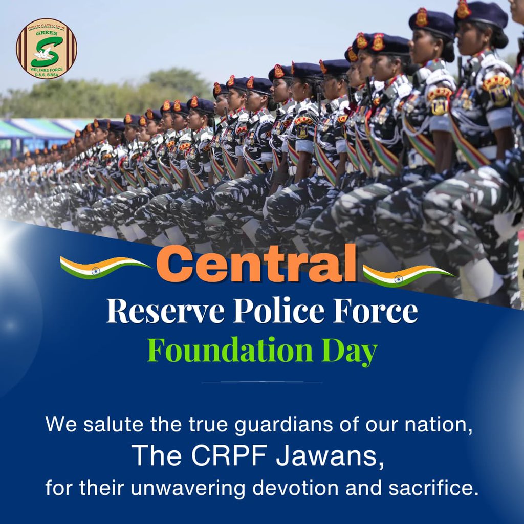GreenSwelfares's tweet photo. Let us celebrate #CRPFFoundationDay by saluting all the brave-hearts for their dedication and patriotism! Your patriotic actions and selfless service towards Nation will never be forgotten!! Jai Hind 🇮🇳 https://t.co/m7drNw6i2Y