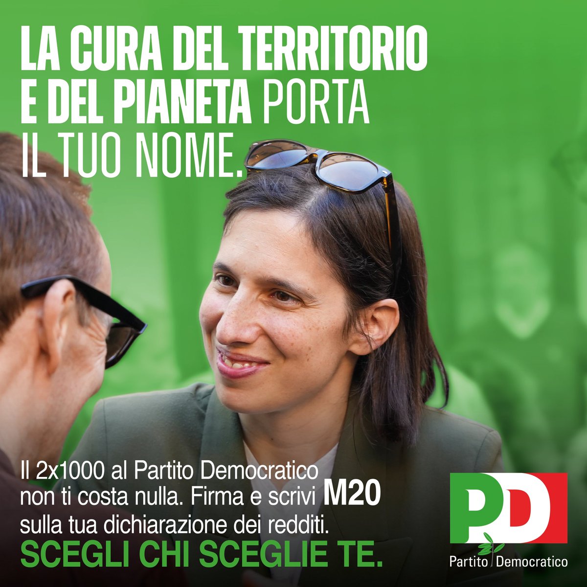 Per contrastare i cambiamenti climatici e costruire una società sostenibile scrivi M20 sulla tua dichiarazione dei redditi.
Il 2x1000 al Partito Democratico non ti costa nulla.
Scegli chi sceglie te.

#partitodemocratico #PD #2x1000 #portailtuonome #sceglichisceliete #ambiente