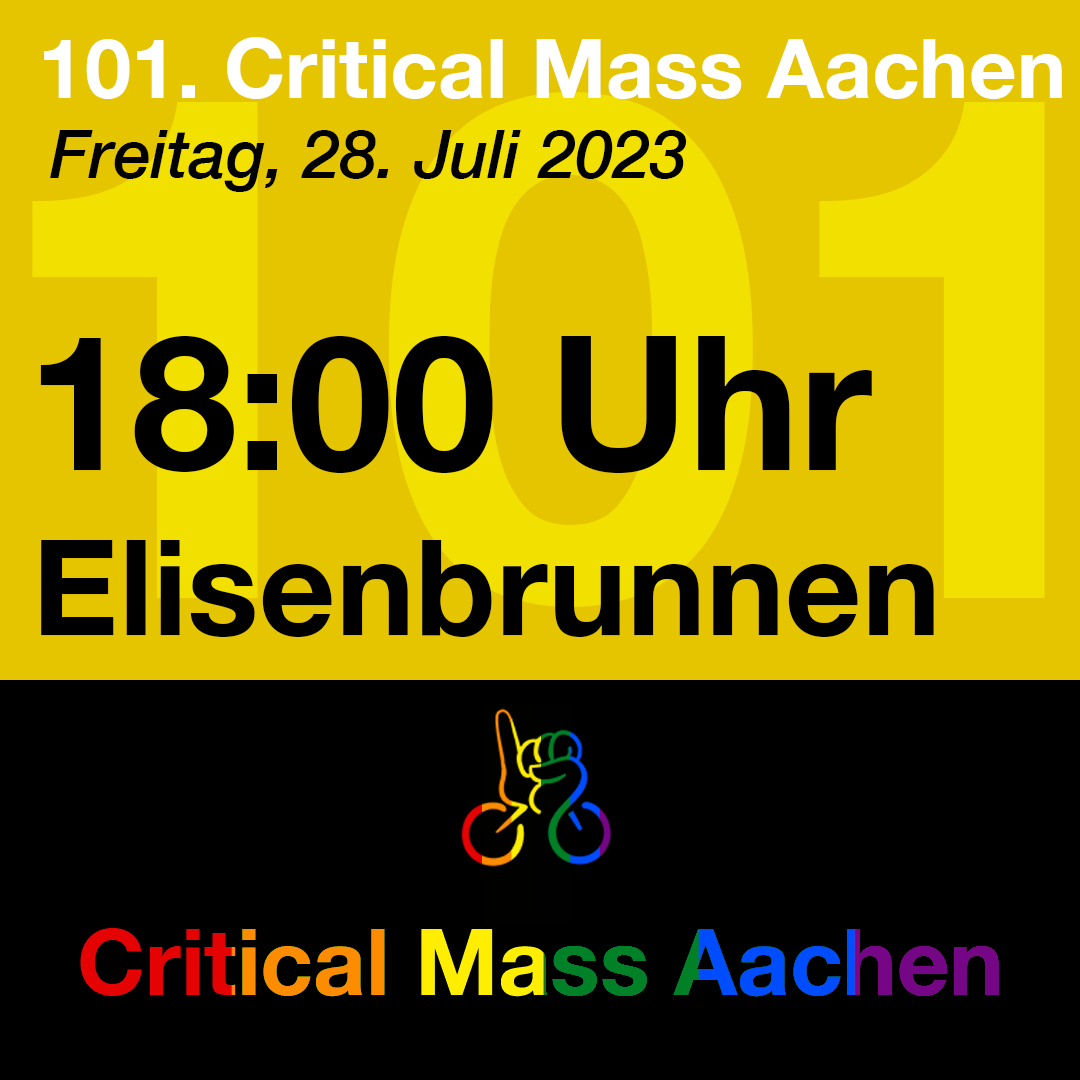 Morgen steht die 101. Critical Mass in #Aachen an.
Seid ihr dabei? Wetter sieht soweit ganz gut aus.