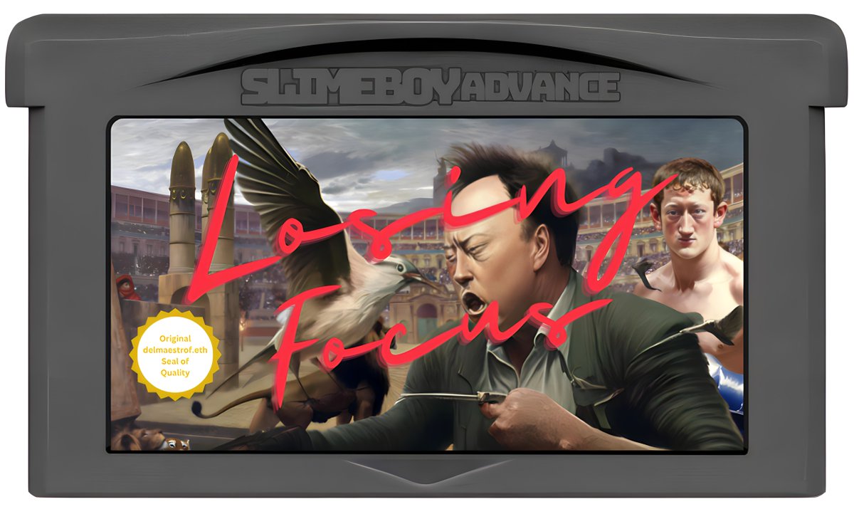 Working on new shit. 
Introducing the first SBA cartridge, "Losing Focus".
Only playable on <a href="/slimesunday/">slimesunday</a> 's Slimeboy.
Soon to be minted among my collection here:
opensea.io/collection/mae…