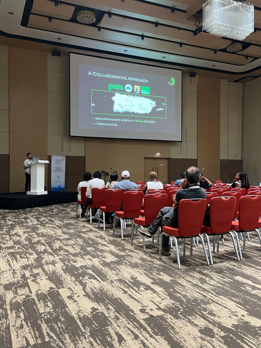 Thanks to everyone at #ICCB2023 who came out to see our Chief Scientist, <a href="/MarconiCamposC1/">Marconi Campos Cerqueira</a>, presenting on acoustic monitoring to understand species' responses to climate change in Puerto Rico! 🔊

And don't forget it's our FINAL match in the Sonic Species Showdown! We’re on upset