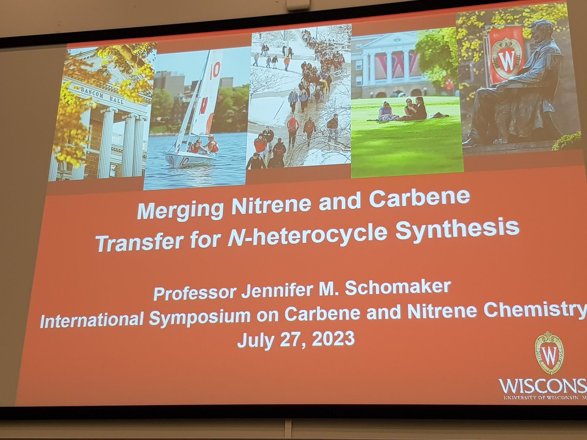 carbene_nitrene's tweet image. Great presentation by Prof. Jennifer Schomaker, who uses carbene an nitrene transfer and insertion reactions to prepare useful building blocks for medicines. #ISCNC2023