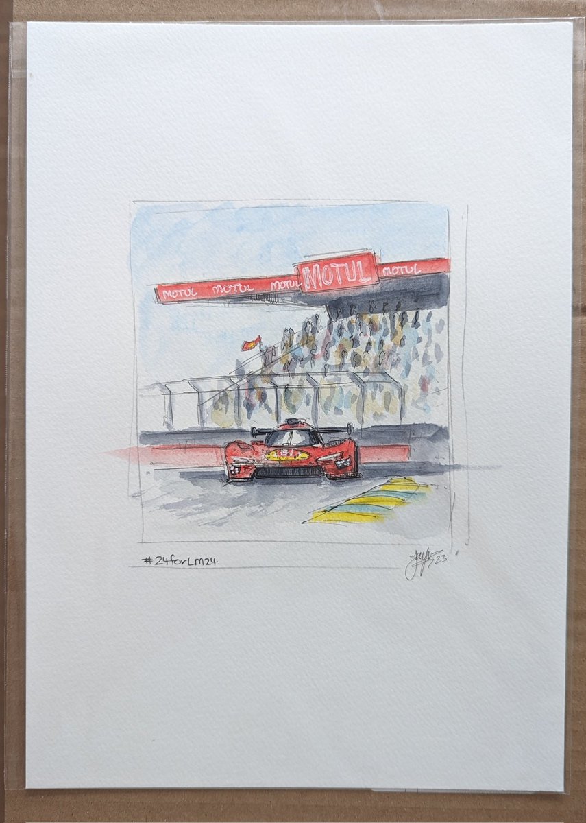 carlywarly68's tweet photo. I like my postman, today I love him as he has just delivered this amazing #24forLM24 picture by the very talented @JFong8000 it looks 100x better in the flesh than it did while it was being painted. Now to get it framed and hung somewhere. #Ferrari #LeMans @FIAWEC @AFCorse https://t.co/xBJF9QlwKM