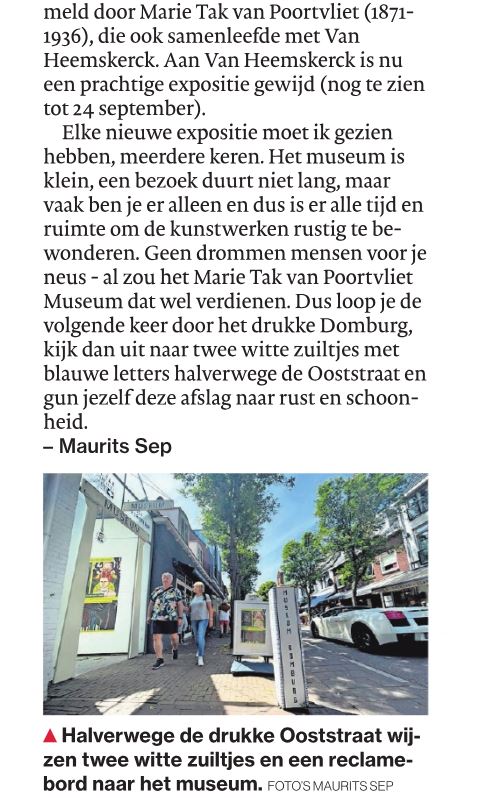 "En daar, in de achtertuin van het toerisme, staat een klein wit gebouw van grote betekenis."

Blij met het artikel van Maurits Sep in de PZC 26.07.2023!