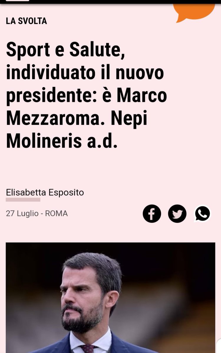 Giornata allucinante per il mondo dello #sport. 
Dopo la nottata con il blitz su limite mandati dei Presidenti federali, si conferma sull’era dei cognati. Il nuovo Presidente di #SporteSalute è quello del Sen. Claudio #Lotito. 
Sì, proprio quel Lotito. 

#sport #inaudito