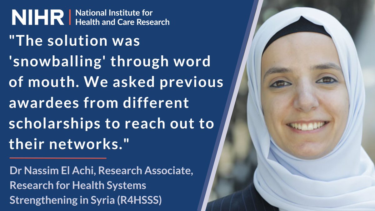 NIHRglobal's tweet photo. At our #GlobalHealthResearch #TrainingForum @NassimElAchi spoke about how @R4HSSS has strengthened research capacity. Dr El Achi discussed how they innovatively increased participation of women and professionals from Northeast Syria in the research project's scholarships. https://t.co/GTPQn8jKax