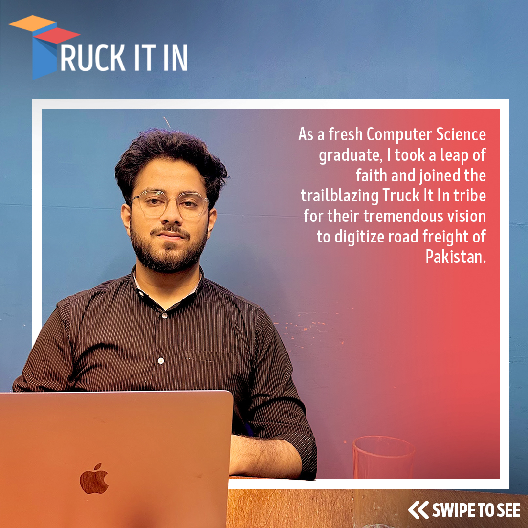 TRUCK_IT_IN's tweet photo. Meet the #TINTribe 🚚
Muhammad Zahab, Associate Marketplace Ops, who joined us as a fresh graduate and has made a great impact in several roles at #TruckItIn
Let's hear it from him about his inspiring journey with us so far! 🚀
#employeejourney #employerbranding #logisticstech https://t.co/g68h2VTVZl