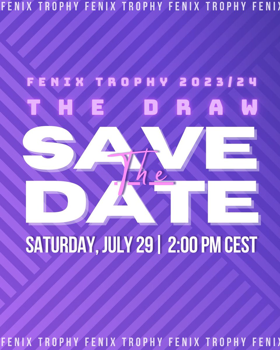 FenixTrophy's tweet photo. 𝐁𝐑𝐄𝐀𝐊𝐈𝐍𝐆 𝐍𝐄𝐖𝐒

We interrupt to bring you a very important update!

The Fenix ​​Trophy 23/24 draw will take place on Saturday 29 July at 2pm CEST
Live broadcast will be available on Fenix ​​Trophy TV YouTube channel (link coming soon)

Some ground rules:
1️⃣ Top 4 finishers from last season will be seeded, so:
Group A: @BKSkjold 
Group B: @PragueRaptors 
Group C: @FCUnitedMcr 
Group D: @KSK_Beveren 
2️⃣ Teams from the same country will be kept apart
3️⃣ That’s pretty much it