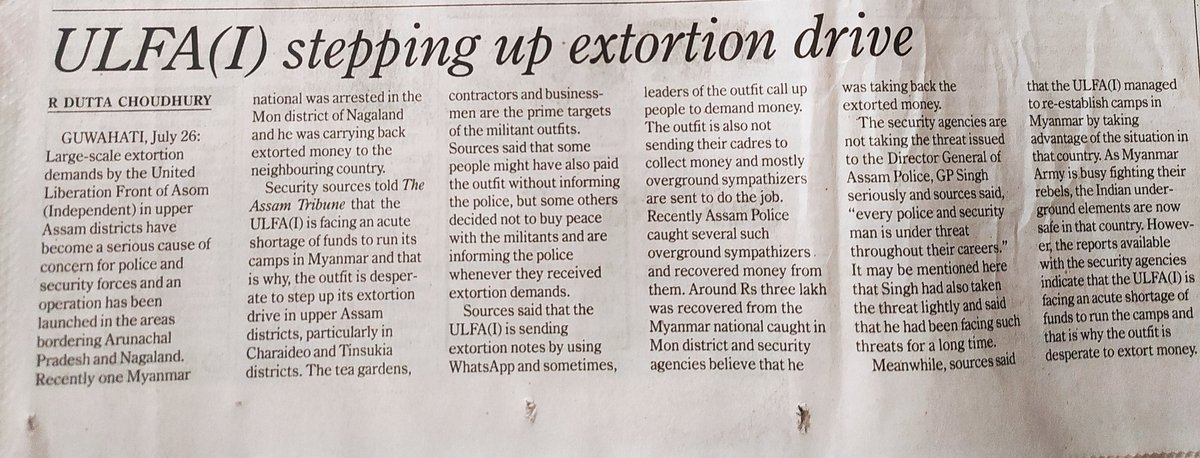 Reflecting on 15 impactful years under Lt. <a href="/tarun_gogoi/">Tarun Gogoi</a>'s Congress regime (2001-14),extortion demands by extremist groups were effectively eradicated. It's disheartening to see today's front page news of extortion, shedding light on d security challenges Assam is currently facing