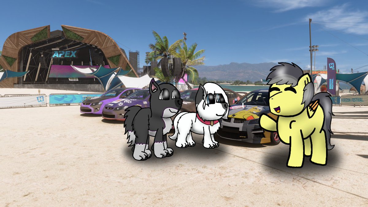 "A Husky, a Fox... and a Horse"
Ft. <a href="/SpeedingHusky/">speedinghusky.bsky.social</a> and <a href="/RussellTehFox/">@Russell@plush.city</a> 

I didn't mastered the anthro style... so have the feral version 😅