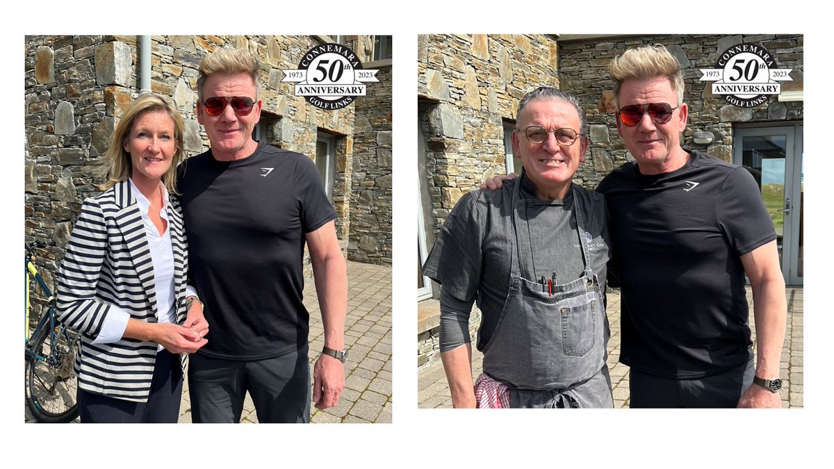 From Hell to Heaven! What a pleasure to welcome Gordon Ramsay to our little piece of Connemara heaven.  Pictured here with the Club’s head chef, Mike Rath, and our lovely GM, Siobhan Roche.  

@TourismIreland @GolfIreland_ @NatGeo 
#GordonRamsay #NextLevelChef #ConnemaraLinks https://t.co/E5JMBJf8UH