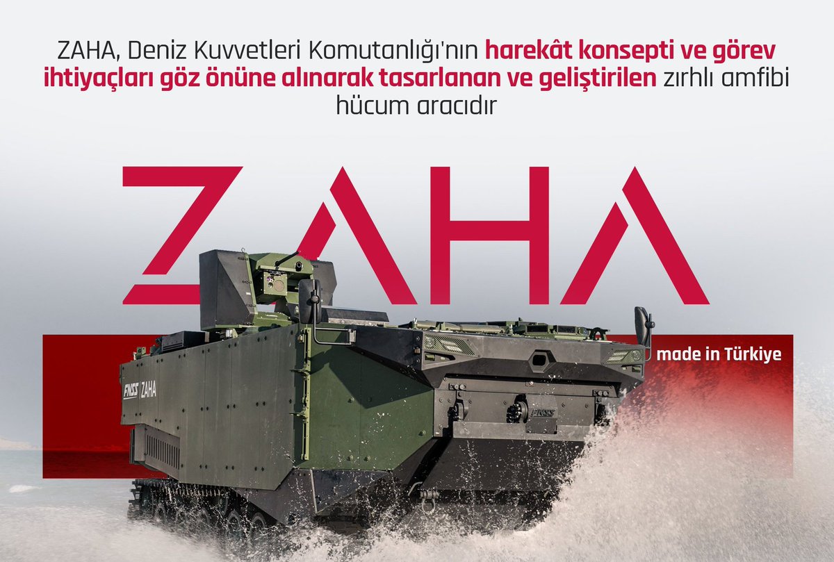 kontrasports's tweet photo. 🇹🇷 Türk Silahlı Kuvvetleri, zırhlı amfibi hücum aracına 'ZAHA' ismini verdi. https://t.co/NbUlzrRpMM