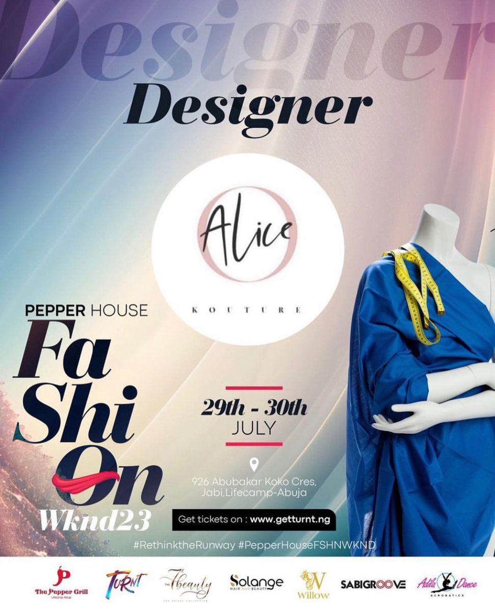 aliceo_k's tweet photo. Fashion weekend is upon us and we at Alice o Kouture will showcasing at the Pepper house fashion show, a celebration of fashion, dance and music. https://t.co/0VmYskRKCY