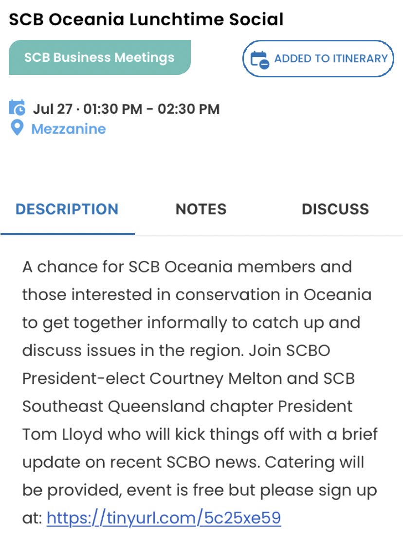 Tom Lloyd - Conservation Science (@tomlloydnature) on Twitter photo For those at #ICCB2023 with an interest in Oceanian conservation -> Don’t miss our SCBO lunchtime social catch-up @ 1:30pm. 
Sign up: tinyurl.com/5c25xe59 For those at #ICCB2023 with an interest in Oceanian conservation -> Don’t miss our SCBO lunchtime social catch-up @ 1:30pm. 
Sign up: tinyurl.com/5c25xe59