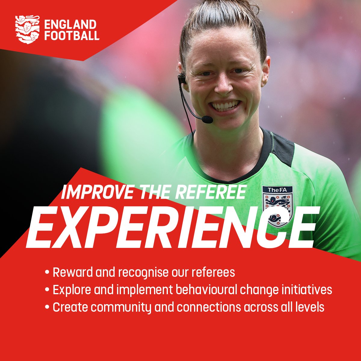 EnglandFootball's tweet photo. 4️⃣ Goals 
3��⃣ Years 

Introducing the @FA's landmark strategy for grassroots referees in England ⚽️

Find out more 👇