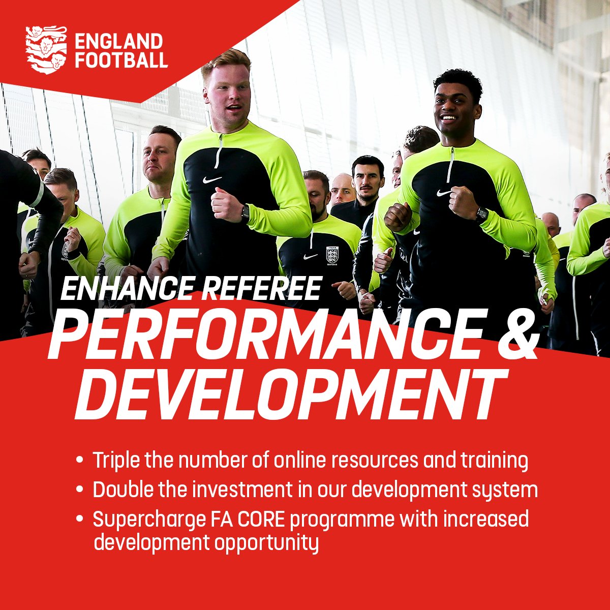 EnglandFootball's tweet photo. 4️⃣ Goals 
3��⃣ Years 

Introducing the @FA's landmark strategy for grassroots referees in England ⚽️

Find out more 👇