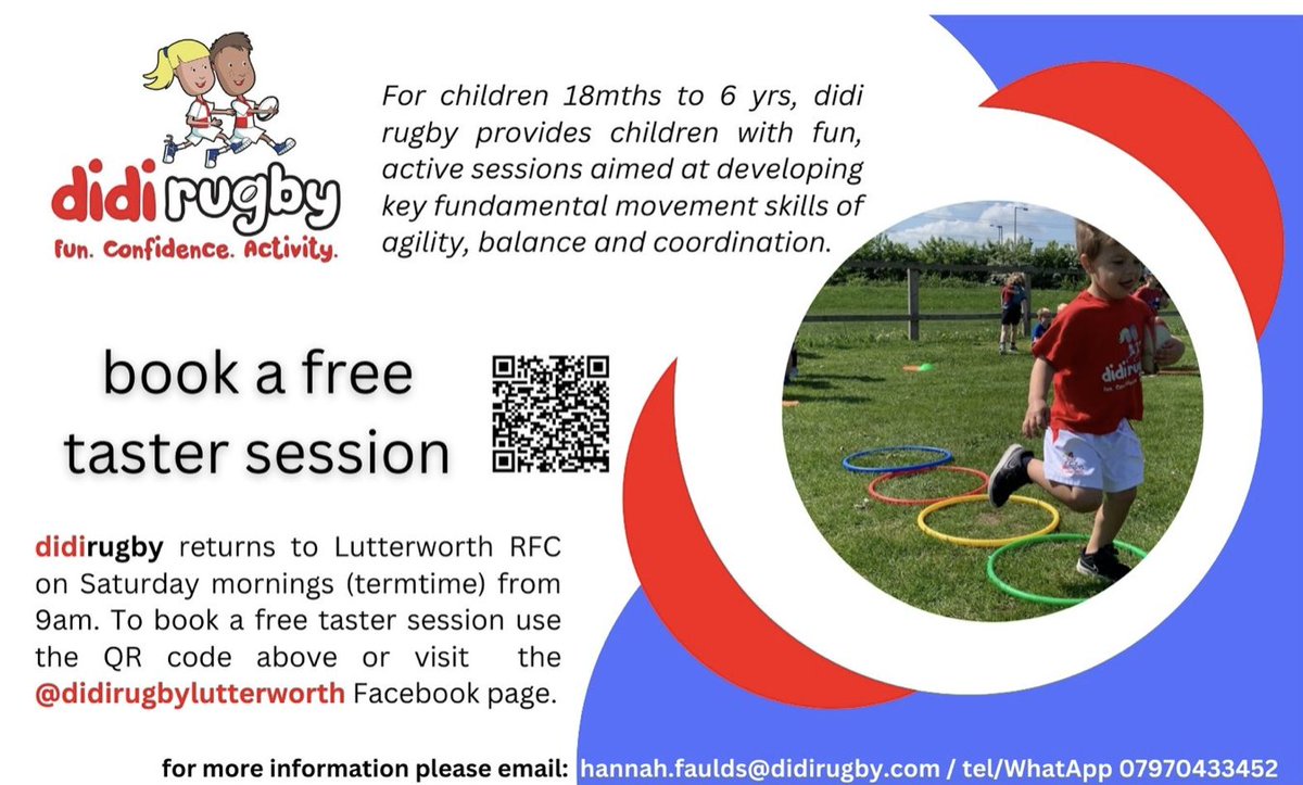 😁 didi rugby Lutterworth classes are full of fun and laughter! To book your FREE taster session: 📧 hannah.faulds@didirugby.com ☎️ 07970433452