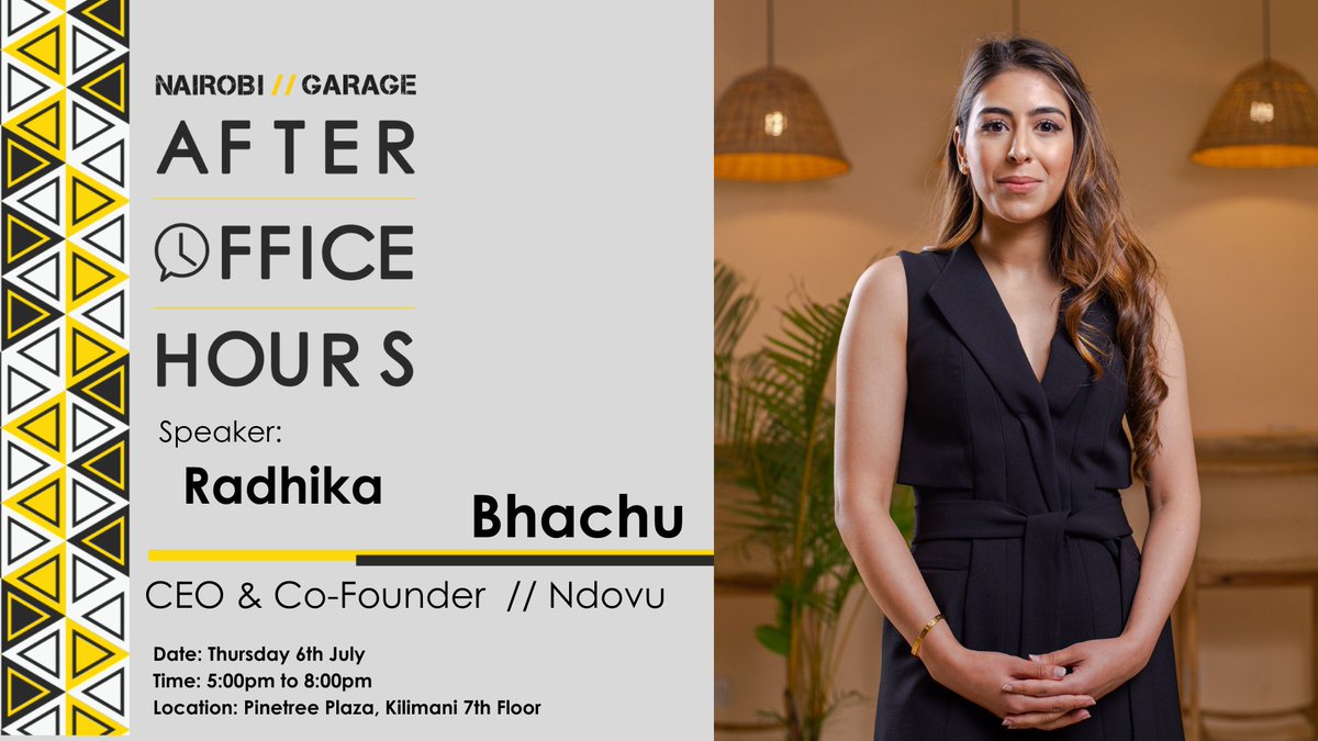 NairobiGarage's tweet photo. Earlier this month, we had the privilege of having Radhika Bhachu, CEO of @ndovutech , host an insightful #AfterOfficeHours session with us! If you missed the event or want to revisit the highlights, here is the recap video 👇
https://t.co/4EGDnoMKsf
#ConnectCoworkCreate https://t.co/iMcl3tbXXY