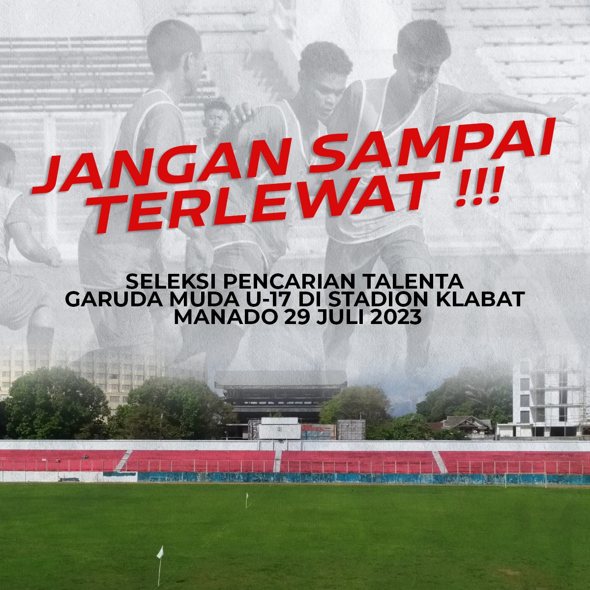 SupomoParjo's tweet photo. Stadion Klabat jd tempat seleksi Timnas U-17 di Manado 
#U17Mendunia #GarudaMendunia #KitaGaruda #BersamaGaruda #GarudaMudaMendunia

Jolly | The Rose | Haruto | Taeyang | Sukabumi | Daddies | Berapa Aja | Bank Indonesia https://t.co/y0EasIlkqa