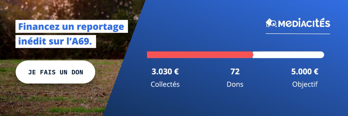 Mediacites's tweet photo. Merci infiniment à tous! 🙏 Grâce à votre soutien, nous avons atteint le premier palier de financement pour le reportage sur l'#A69. Si nous atteignons 5000 € de dons, nous pourrons doubler l’ampleur du reportage. Ensemble, créons un reportage exclusif! : https://t.co/Y9nY5NgarY https://t.co/0TtpFhChmX
