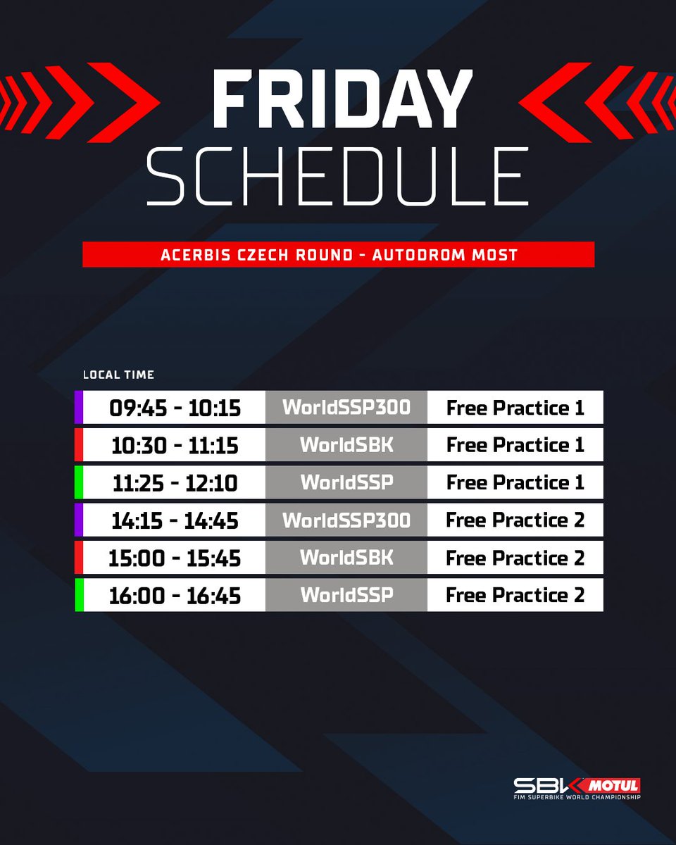 WorldSBK's tweet photo. Tick tock, tick tock ⏰

It's time for some track action at Most 🤜 

#CZEWorldSBK 🇨🇿 https://t.co/b4dXt9VGg9