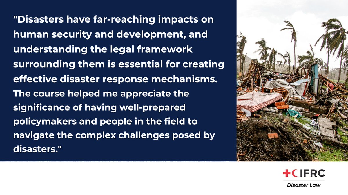 In the lead-up to this year's International Disaster Law course, we asked <a href="/ThomasMulder/">Thomas N Mulder</a> about the most significant thing he learned on the course. 

His answer -  the importance of disaster law as a crucial area of study. 

Read more and enrol here⬇️
disasterlaw.ifrc.org/node/958