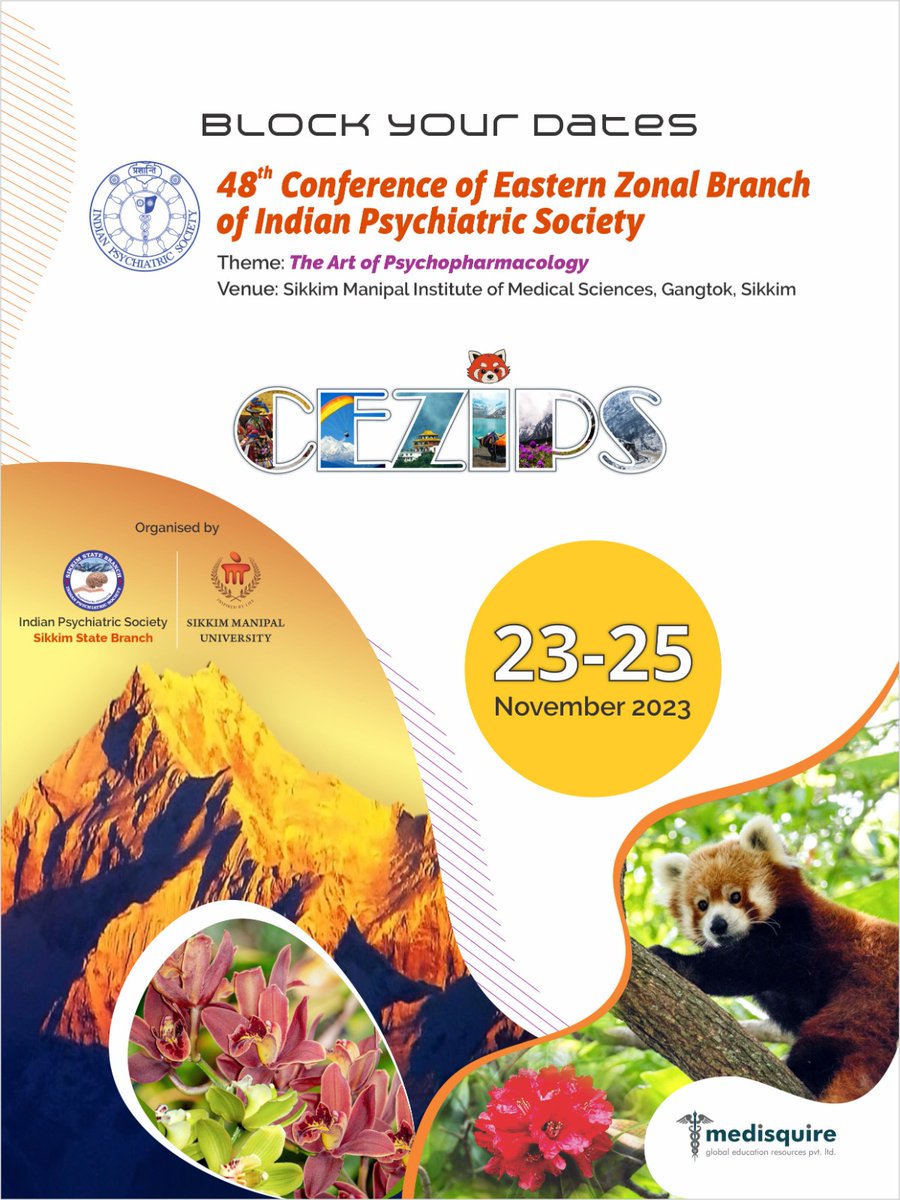 MedisquireGER's tweet photo. 🌟 Mark your calendars for the 48th conference of the Eastern Zonal Branch of the Indian Psychiatric Society. ✨ Block your dates for an unforgettable weekend 

💥 Don't miss out, this is going to be EPIC! 🙌

#CEZIPS2023 #PsychiatryConference #GangtokHereWeCome https://t.co/wBE3EGPU2o