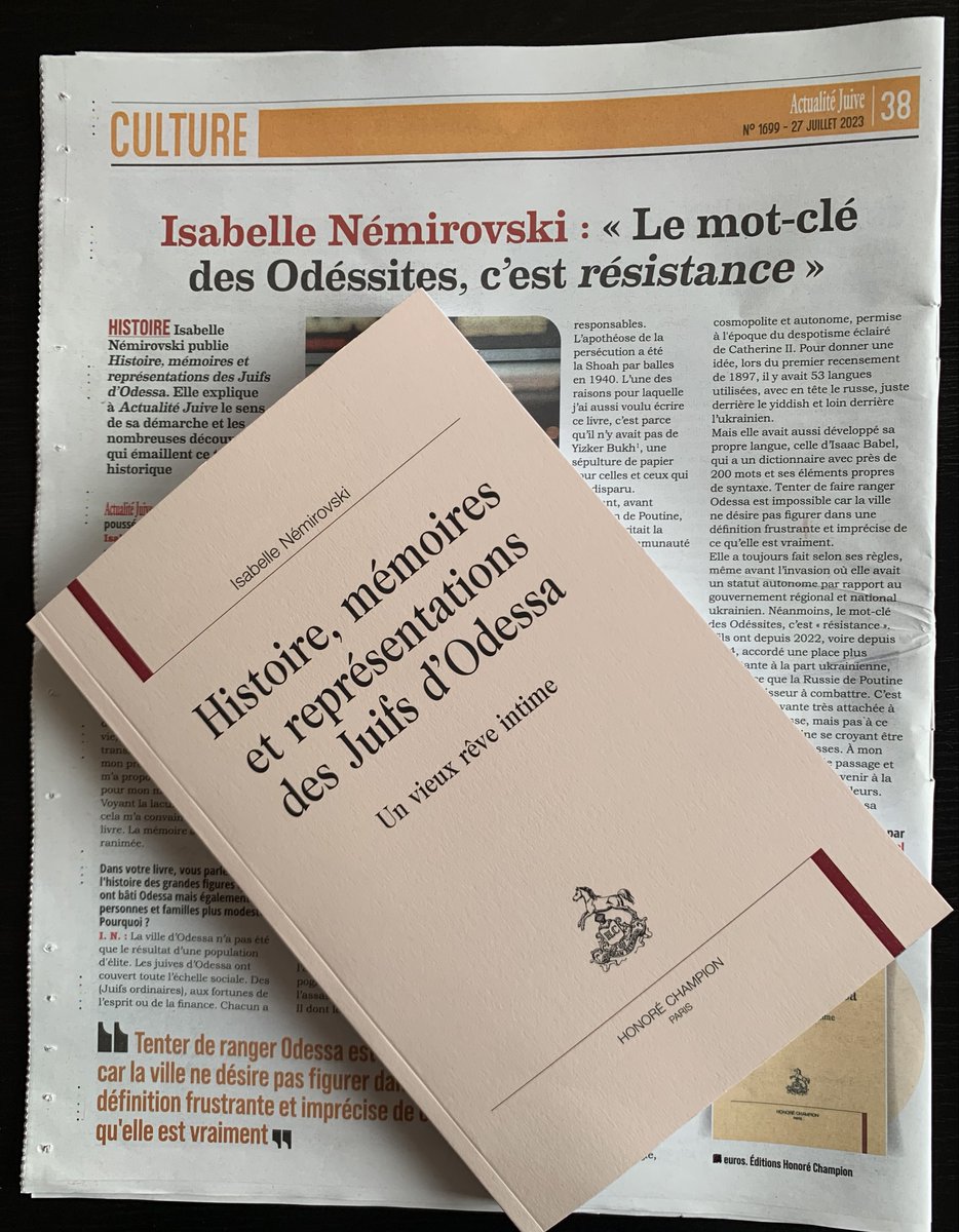 IsaNEMIROVSKI's tweet photo. Un immense merci à #ActualitéJuive, #alexislacroix et au journaliste #simonmorel de m'avoir accordée ce "temps de parole" précieux dans une actualité odessite tragiquement chargée ! Merci aux #éditionsHonoréChampion sans lesquelles ce message odessite serait resté silencieux ! https://t.co/xWLRVPcGRY